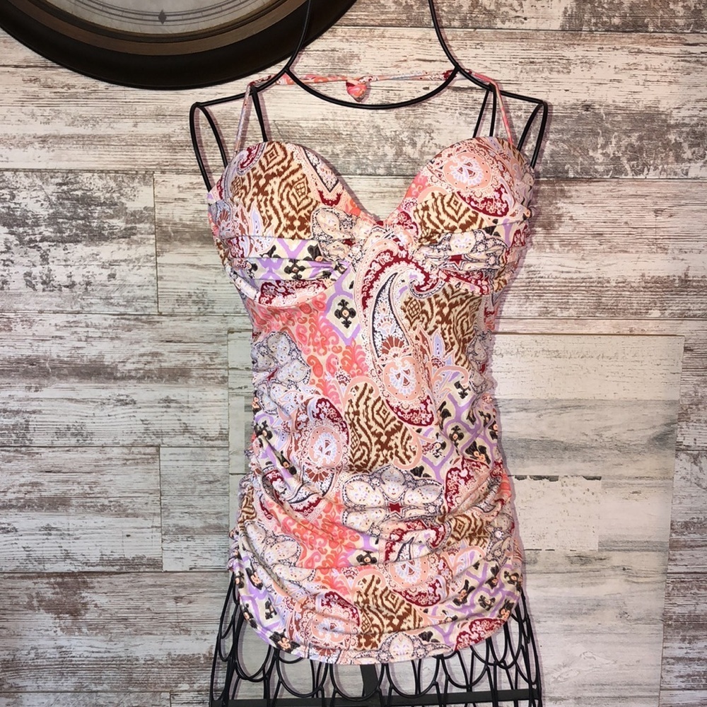 Victoria's Secret Bikini swim suit Colorful print no bottoms long top size 32C​​